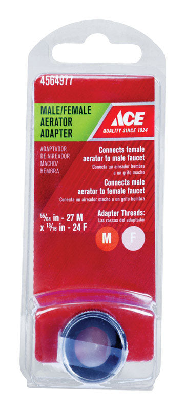 Ace Dual Thread 55/64 in.-27M x 13/16 in.-24F Chrome Aerator Adapter