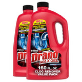 Drano Professional Strength Gel Drain Clog Remover 160 oz, Pack of 2
