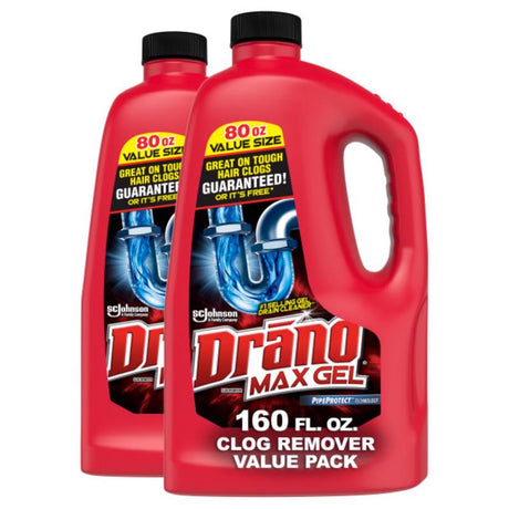 Drano Professional Strength Gel Drain Clog Remover 160 oz, Pack of 2