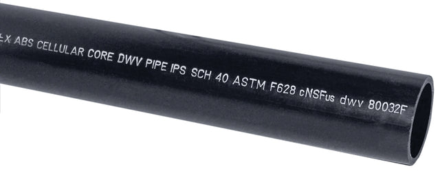 JM Eagle 27433 Pipe, 3 in, 20 ft L, DWV, Solvent Weld, SCH 40 Schedule, ABS, Black