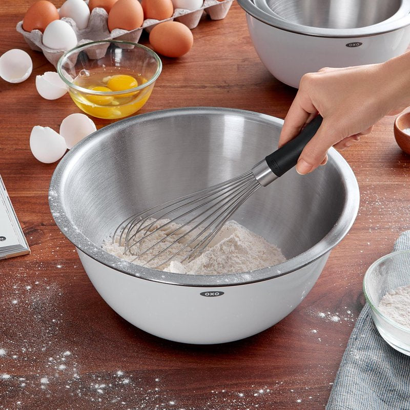 Good Grips 74291 Balloon Whisk, 11 in OAL, Stainless Steel, Black/Silver, Polished