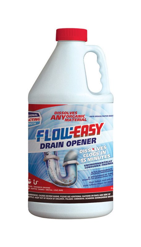 Flow-Easy FE64 Drain Opener, Oily Liquid, Dark Brown, Odorless, 0.5 gal, Bottle, Pack of 4