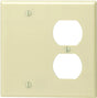 Leviton 86008 Combination Wallplate, 4-1/2 in L, 4-9/16 in W, 2 -Gang, Thermoset Plastic, Ivory, Smooth