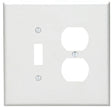 Leviton 88105 Combination Wallplate, 5-1/4 in L, 3-1/2 in W, Oversized, 2 -Gang, Plastic, White, Device Mounting