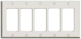 Leviton 80423-W Switch Wallplate, 4-1/2 in L, 2-3/4 in W, 5-Gang, White