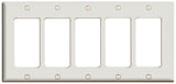 Leviton 80423-W Switch Wallplate, 4-1/2 in L, 2-3/4 in W, 5-Gang, White