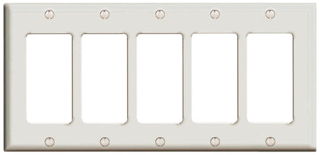 Leviton 80423-W Switch Wallplate, 4-1/2 in L, 2-3/4 in W, 5-Gang, White