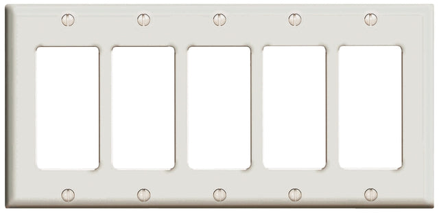 Leviton 80423-W Switch Wallplate, 4-1/2 in L, 2-3/4 in W, 5-Gang, White
