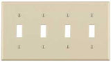 Leviton 78012 Switch Wallplate, 4-1/2 in L, 2-3/4 in W, 4 -Gang, Light Almond
