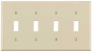 Leviton 78012 Switch Wallplate, 4-1/2 in L, 2-3/4 in W, 4 -Gang, Light Almond