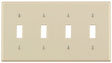 Leviton 78012 Switch Wallplate, 4-1/2 in L, 2-3/4 in W, 4 -Gang, Light Almond
