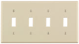 Leviton 78012 Switch Wallplate, 4-1/2 in L, 2-3/4 in W, 4 -Gang, Light Almond