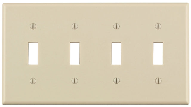 Leviton 78012 Switch Wallplate, 4-1/2 in L, 2-3/4 in W, 4 -Gang, Light Almond