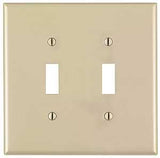 Leviton 00PJ2-00T Switch Wallplate, 4-7/8 in L, 3-1/8 in W, 2 -Gang, Nylon, Light Almond