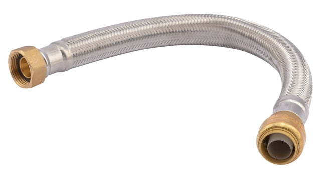 SharkBite U3088FLEX15LF Braided Flexible Water Heater Connector, 3/4 in, FIP, Stainless Steel, 15 in L