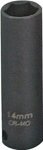 Vulcan MT6580144 Deep Impact Socket, 14 mm Socket, 3/8 in Drive, Deep Drive, 6-Point, Chrome Molybdenum Steel