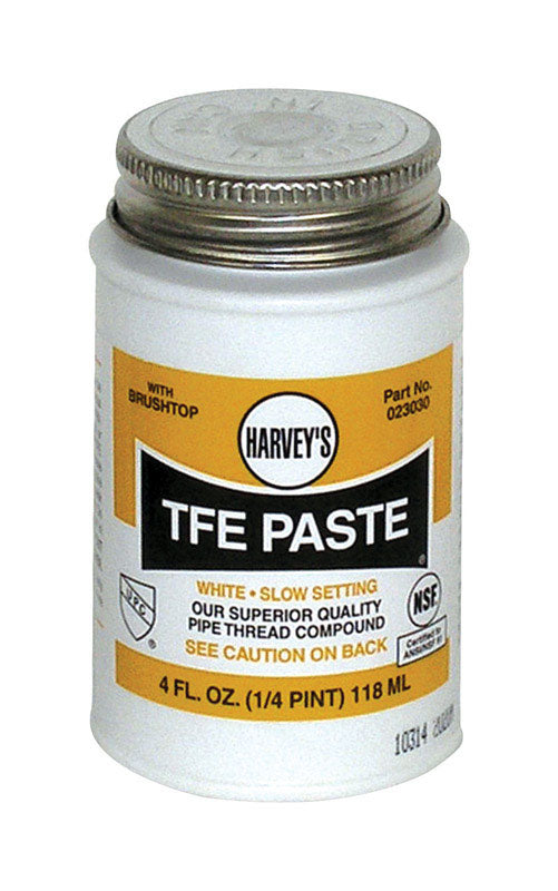 Harvey 23030 Pipe Thread Compound, 4 fl-oz Jar, Liquid, Paste, White