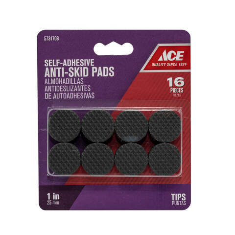 Ace Rubber Self Adhesive Anti-Skid Pad Black Round 1 in. W 16 pk