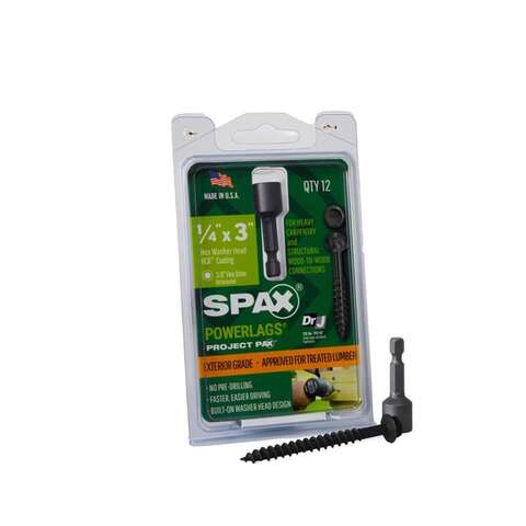 SPAX PowerLags 1/4 in. X 3 in. L Washer High Corrosion Resistant Carbon Steel Lag Screw 12 pk