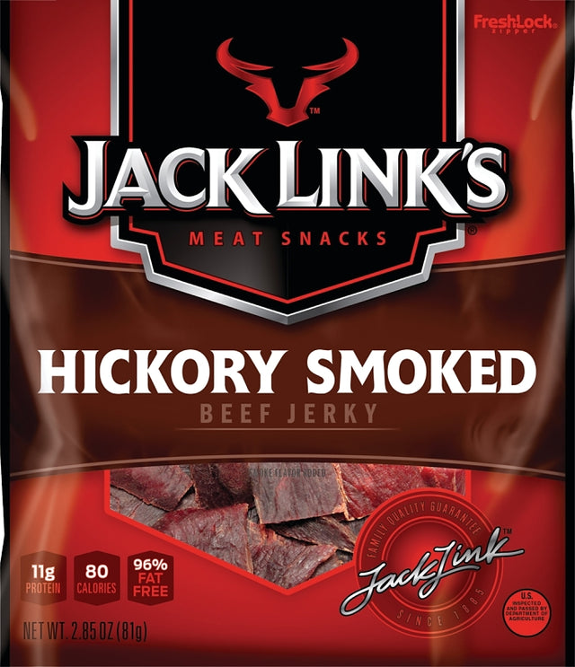 Jack Link's 10000007609 Snack, Jerky, Hickory Smoked, 2.85 oz, Beef, Brown Sugar, Citric Acid, Pack of 8
