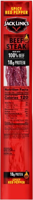 Jack Link's 10000034716 Beef Steak, Spicy Red Pepper, 2 oz, Pack of 12