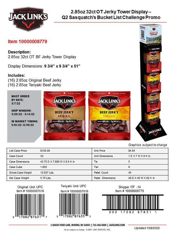 BEEF JERKY DSP ORIG&TER 2.85OZ