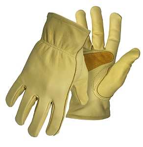 Boss 60393X Gloves with Palm Patch, 3XL, Keystone Thumb, Elastic Cuff, Cowhide Leather, Tan