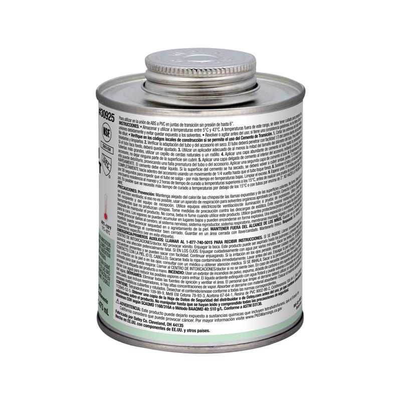 Oatey 30925 Solvent Cement, 16 oz Can, Liquid, Green