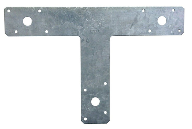 Simpson Strong-Tie T Series 128T T-Shaped Strap, Silver, 12 in L, 2 in W, Steel, Galvanized, Fastening Method: Nail, Pack of 10