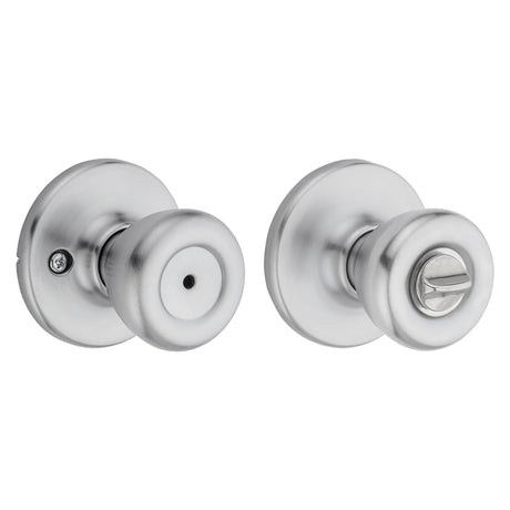 Kwikset 300T 26DCP Privacy Lockset, Satin Chrome, Universal Hand, For: Bedroom and Bathroom Doors