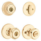 Kwikset 690T 3RCLRCSK6BX Combination Lockset, Knob Handle, Tylo Design, Polished Brass, 3 Grade, Pack of 6