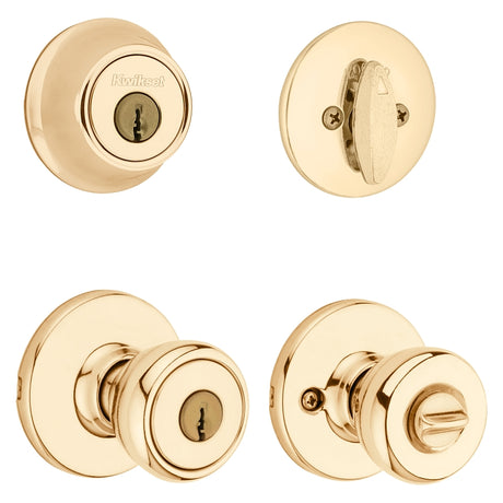 Kwikset 690T 3RCLRCSK6BX Combination Lockset, Knob Handle, Tylo Design, Polished Brass, 3 Grade, Pack of 6
