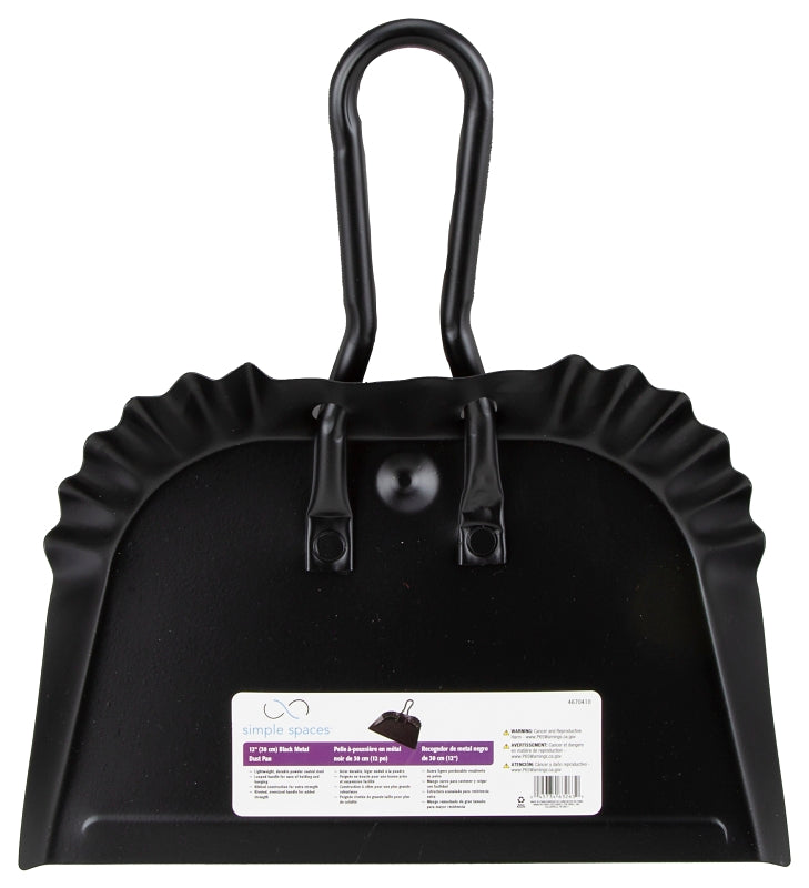 Simple Spaces DL-5004 Dustpan, 13-1/2 in L, 12 in W, Steel, Black
