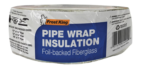 Frost King SP42X/18 Pipe Wrap Kit, 25 ft L, 3 in W, 1 in Thick, 3.3 R-Value, Fiberglass