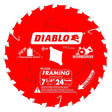 Diablo D0724A Circular Saw Blade, 7-1/4 in Dia, 5/8 in Arbor, 24-Teeth, Carbide Cutting Edge