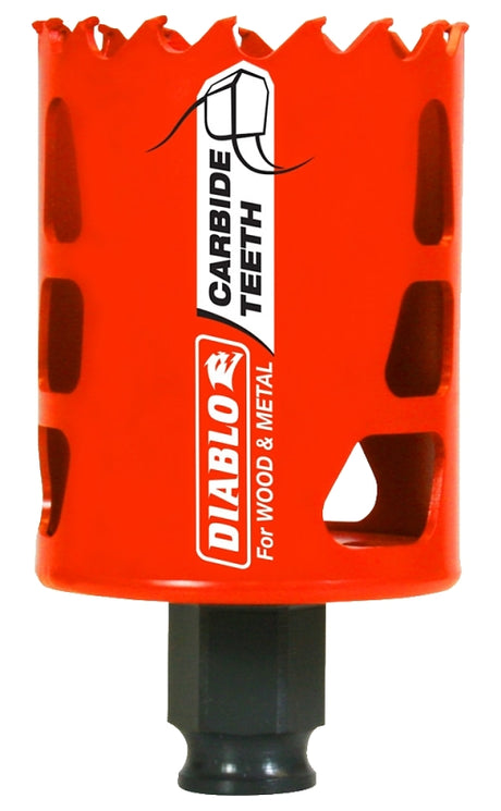 Diablo DHS2000CT GP Hole Saw, 2 in Dia, 2-3/8 in D Cutting, 3/8 in Arbor, Carbide Cutting Edge