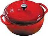 Lodge EC6D43 Dutch Oven, 6 qt Capacity, Iron, Red, Loop Handle