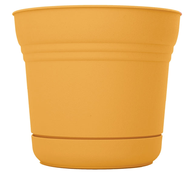 Bloem SP0723 Planter, 7 in Dia, 6-1/2 in H, 7.3 in W, Saturn Design, Earthy Yellow, Matte