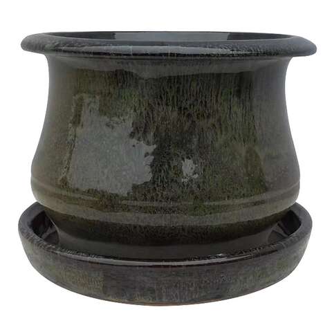 Trendspot Low Bell 5.3 in. H X 6.9 in. W X 6.9 in. D X 7 in. D Ceramic Planter Green, Pack of 2