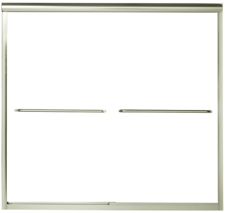 Sterling Finesse Series 5425-59N-G05 Bath Door, Nickel Frame, Frameless Frame, Aluminum Frame, Clear Glass, Sliding Door