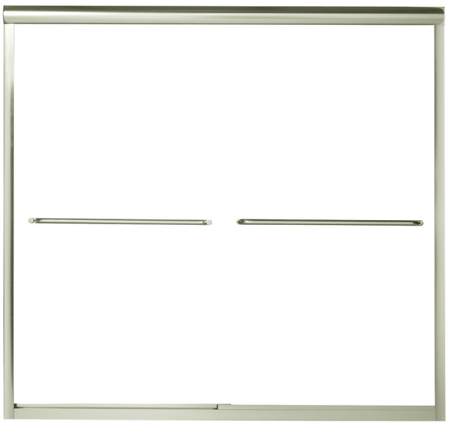 Sterling Finesse Series 5425-59N-G05 Bath Door, Nickel Frame, Frameless Frame, Aluminum Frame, Clear Glass, Sliding Door