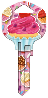 Hy-Ko 15005KW1-CPBL Key Blank, Cupcake Bling, Brass, Nickel, For: Kwikset KW1 Keyways, KW1-CPBL Key Number, Pack of 5