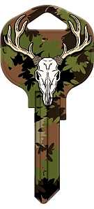 Hy-Ko 15005KW1-DEER Key Blank, Deer with Camo, Brass, Nickel-Plated, For: Kwikset KW1 Keyways, KW1 Key Number, Pack of 5