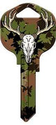 Hy-Ko 15005KW1-DEER Key Blank, Deer with Camo, Brass, Nickel-Plated, For: Kwikset KW1 Keyways, KW1 Key Number, Pack of 5