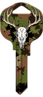 Hy-Ko 15005KW1-DEER Key Blank, Deer with Camo, Brass, Nickel-Plated, For: Kwikset KW1 Keyways, KW1 Key Number, Pack of 5