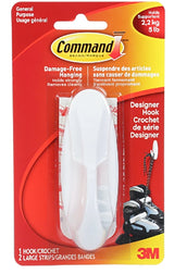 HOOK DESIGNER WHITE LARGE, Pack of 6