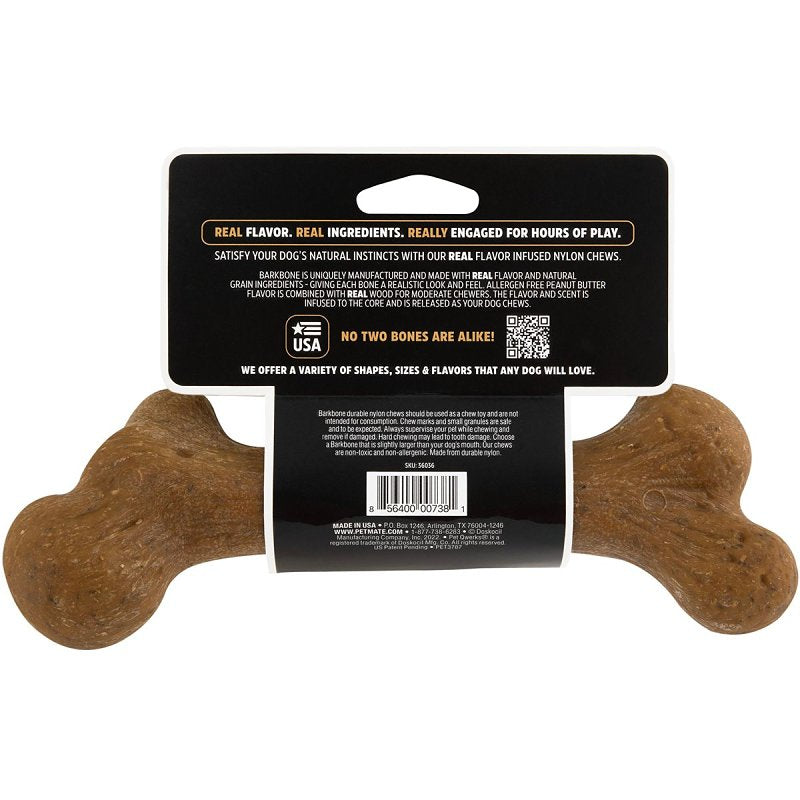 Petmate BarkBone 36036 Dog Toy, M, Peanut Butter, Chew, Natural Instincts Infused Wood Dinosaur, Nylon