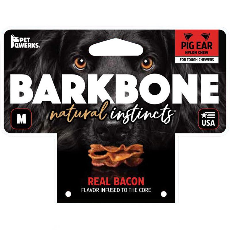 Petmate BarkBone 36069 Dog Toy, M, Bacon, Chew, Natural Instincts Pig Ear, Nylon
