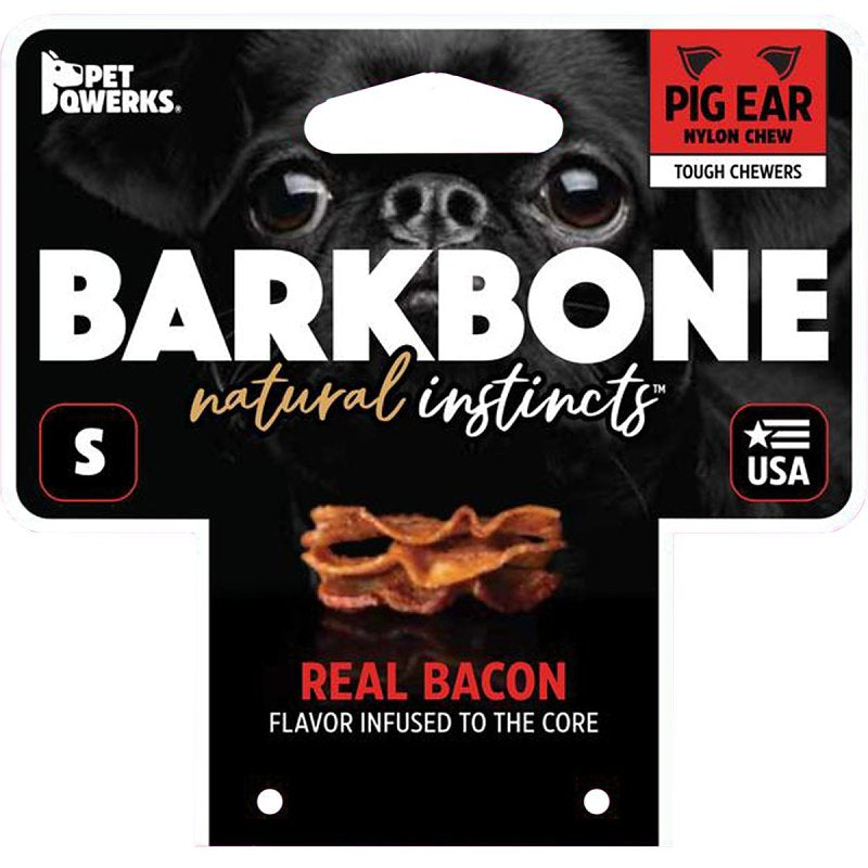 Petmate BarkBone 36070 Dog Toy, Small, Bacon, Chew, Natural Instincts Pig Ear, Nylon