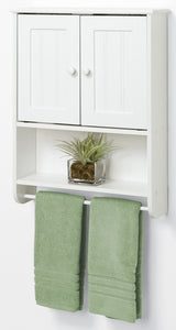Zenna Home Cottage 9114W Bathroom Cabinet, 2-Door, 1-Shelf, Wood, White